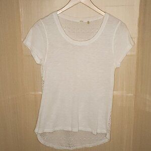 Dylan Womens White Crochet Back Short Sleeve High Low Top Medium